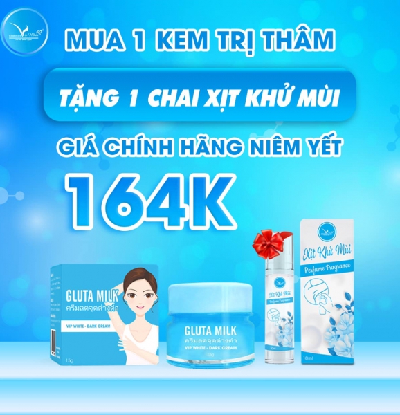 Kem Trị Thâm Nách Gluta Milk Tặng Chai Xịt Khử Mùi